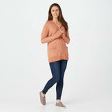 Denim & Co. Button Front Long-Sleeve Sweater With Hood