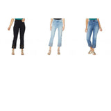 DG2 by Diane Gilman Stretch Crochet Lattice Hem Cropped Jeans