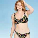 Xhilaration Women's Tiger Print Shoulder Tie Bralette Bikini Top