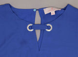 Laurie Felt Women's Blouse with Link Neck Detail Cobalt Blue Large