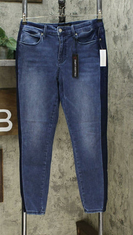 Colleen Lopez Women's Petite Side Stripe Skinny Jeans Indigo Blue 10P