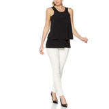 DG2 by Diane Gilman Women's Plus Size Mixed-Media Easy Tank Blouse