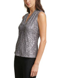 Calvin Klein Women's Sleeveless V-Neck Sequin Blouse