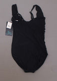 New Aqua Green Women's Shirred Square Neck One Piece Swimsuit Small