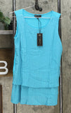 DG2 by Diane Gilman Women's Front Pleated Mixed Media Easy Tank Blouse