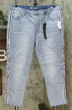 DG2 by Diane Gilman Women's Plus Stretch Embroidered Stripe Skinny Jean