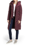 Cole Haan Women's Box Quilt Down Puffer Coat Merlot Small