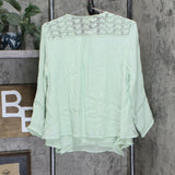 Style & Co. Petite Layered-Hem Crochet Woven Top