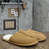 Goodfellow & Co. Mens Alex Scuff Slide Leather Slippers Dark Chestnut Brown S