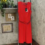 DKNY Women's Belted Seamed A-Line Midi Dress