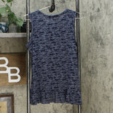 DG2 by Diane Gilman Women's Burnout Ruffle Tank Top Navy Medium