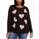 INC International Concepts Women's Plus Size Sequin Heart Sweatshirt