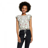 Xhilaration Women's Floral Short Sleeve Sleeveless Ruffle Blouse Shirt Top