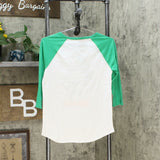 Disney Women's St. Patrick's Day Mickey Mouse Raglan 3/4 Sleeve Graphic T-Shirt