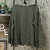 MOTTO Women's Plus Size Crochet Lace Bell Sleeve Top