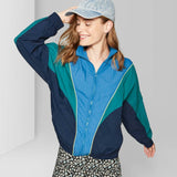 Wild Fable Women's Zip-Up Colorblocked Windbreaker Jacket