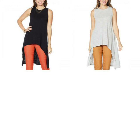 DG2 by Diane Gilman Women's Dramatic Hi Low Sleeveless Tunic Top