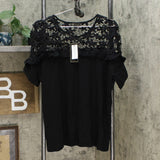 DG2 by Diane Gilman Women's Plus Size Crochet And Ruffle Top
