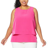 DG2 by Diane Gilman Women's Plus Size Mixed Media Easy Tank Top