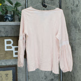 Belle by Kim Gravel Women's Slub Knit Balloon Sleeve Top with Smocking
