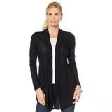 Rhonda Shear Womens Crochet Back Cardigan Black Large