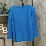 Skinnygirl Women's Lenora Puff Shoulder 3/4 Sleeve T-Shirt Mykonos Blue XL