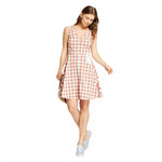 A New Day Women's Gingham Sleeveless Embroidered Applique Fit & Flare Dress