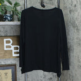 Belle by Kim Gravel Lovabelle Lounge Hi-Low Cinched Hem Top Black Medium