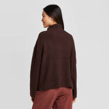 Prologue Women's Rib Knit Mock Turtleneck Pullover Sweater