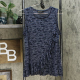DG2 by Diane Gilman Women's Burnout Ruffle Tank Navy Medium