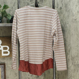 LOGO by Lori Goldstein Women's Cotton Slub Top with Ruffle Hem