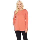 Denim & Co. Active Women's Regular French Terry Tunic Top Desert Coral Medium