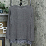 DG2 by Diane Gilman Women's Bell Sleeve Knit Top With Lace Hem