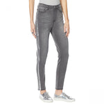 DG2 by Diane Gilman Virtual Stretch Metallic Side Stripe Skinny Jeans Gray 24W