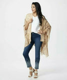 Rachel Hollis Women's Open Front Floral Kimono With Crochet Trim