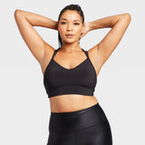 All In Motion Women's Low Support Strappy Long Line Bra Black Medium