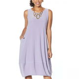 MarlaWynne Women's Matte Jersey Sleeveless Dress With Pockets Dusk Petite XS