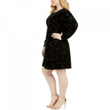 Calvin Klein Women's Plus Size Puff Sleeve Burnout Print Dress