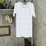 Denim & Co. Women's Knit Elbow Sleeve Open Work Beach Cover-Up