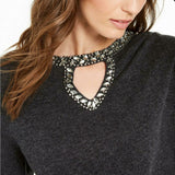 INC International Concepts Women's Embellished Keyhole Sweater