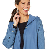 DG2 by Diane Gilman Women's Plus Size Twill Knit Combo Draped Jacket