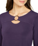 JM Collection Women's Ring Keyhole Knit Tunic Top