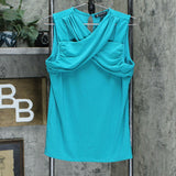 INC International Concepts Crisscross Cutout Top Blue Green Large