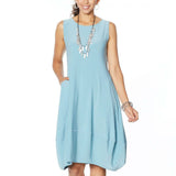 MarlaWynne Women's Petite Matte Jersey Sleeveless Dress With Pockets