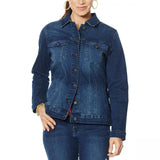 DG2 by Diane Gilman Women's Denim Jacket With Floral Satin Applique