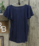 NWT DG2 by Diane Gilman Women's Flutter-Sleeve T-Shirt Large
