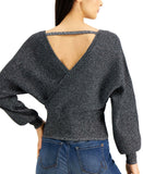 INC International Concepts Women's Surplice Metallic Sweater