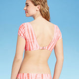 Xhilaration Women's Cinched Cap Sleeve Crop Bikini Swim Top