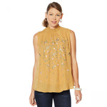 Sheryl Crow Women's Embroidered Mock Neck Blouse
