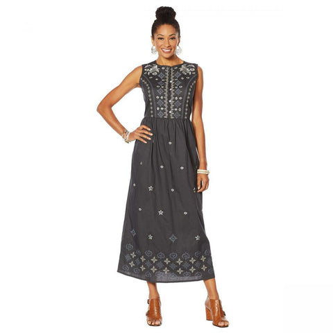 LaBellum by Hillary Scott Women's Sleeveless Embroidered Maxi Dress